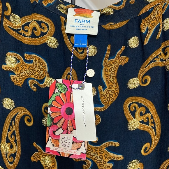 Farm Rio Asymmetrical Tiered Leopard Print Midi Skirt Blue Motif - Picture 6 of 6